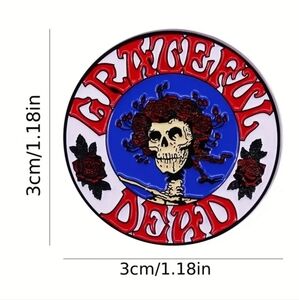 Grateful Dead Skull Pin Round Band Music Lover Stick Pin